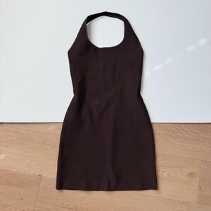 Aritiza Brown Halter Top Dress Medium Minimalist Basic Babaton Bodycon